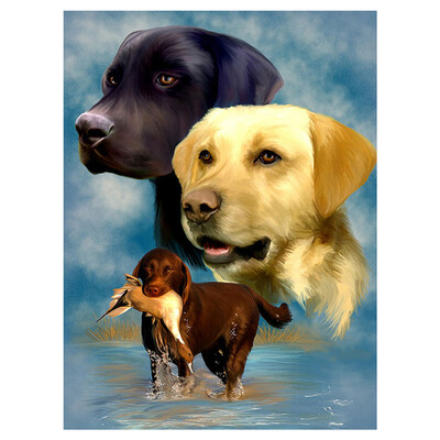 

UpperX Full 5D Diy Diamond Painting Cross Stitch "Three Dogs" 3D Diamond Embroidery Rhinestone Mosaic Decor Paintings