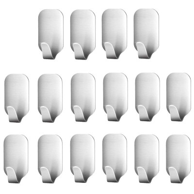 

UpperX Set of 16 adhesive hooks stainless steel wall robes coats towels keys bags home kitchen bathroom rust&raincoat