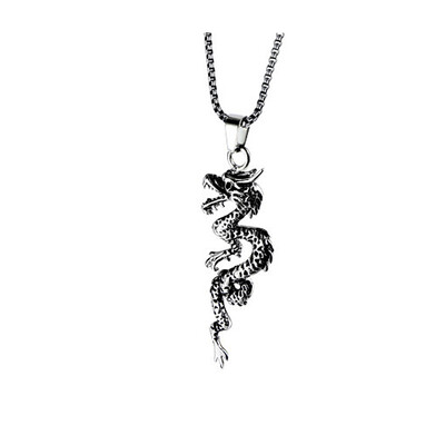

Character Animal Zodiac Dragon King Retro Gift Mens Necklace Pendant - 24 inch