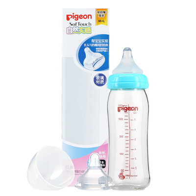 

Pigeon natural wide-bore glass bottle nipple set 240mlML PL336