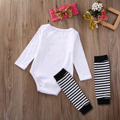 

Newborn Baby Girls Romper Jumpsuit Bodysuit Leggings 3pcs Clothes Outfit Set USA