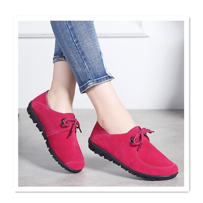 

Autumn literary simple female lace suede soft sole shoes flat peas shoes gentle fairy Korean version of the wild single shoes