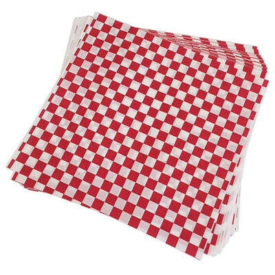 

UpperX 100 PCS checkered deli candy basket liner Food Wrap Papers Fat Repellent Sandwich Burger Packing Red&White