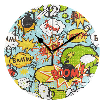 

Wall Clock Arabic Numerals Design BOOM Amazing Pattern Round