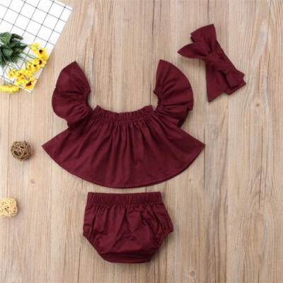 

3PCS Toddler Kids Baby Girls T-shirt TopsShort Pants Summer Outfits Clothes Set