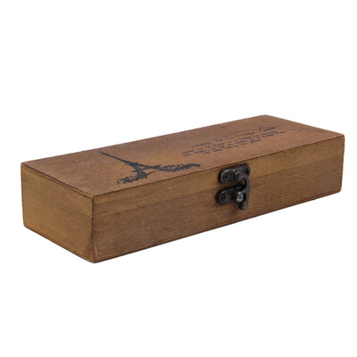 

Retro Eiffel Tower Wood Wooden Pen Pencil Case Holder Stationery Box Storage