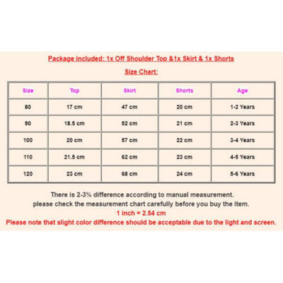 

3Pcs Kids Baby Girl Lace Off Shoulder Top T-shirt Shorts Skirt Clothes Outfit US