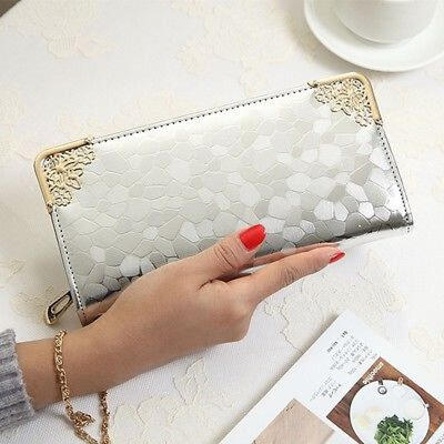 

Women Lady Zipper PU Leather Clutch Coin Phone Bag Long Purse Wallet Card Holder