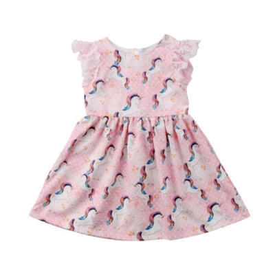

Lace Toddler Kids Baby Girl Unicorn Dress Tops Shorts Briefs Outfits Set Clothes