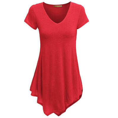 

V-Neck Handkerchief Hem Long Tunic Shirt Top For Women Plus Size