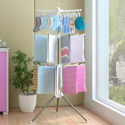 

Bingyou floor stainless steel folding drying rack childrens clothes towel rack