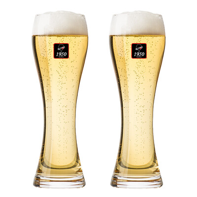 

Jingdong Supermarket 1950 hand-blown waist beer beer cup beer cup juice cup 500ml large capacity glass cup 2 sets