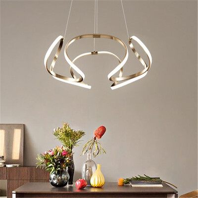 

Baycheer HL487575 Low Profile Chandeliers Chrome Curved LED Pendant Warm Light