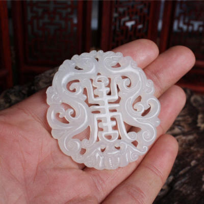 

100 natural jadeite carved Amulet pendant Exquisite Afghanistan white jade