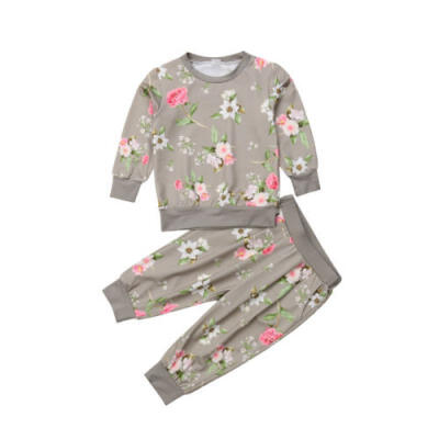 

Newborn Baby Boy Girls Kids Infant Tops Floral Pants 2pcs Outfits Set Clothing