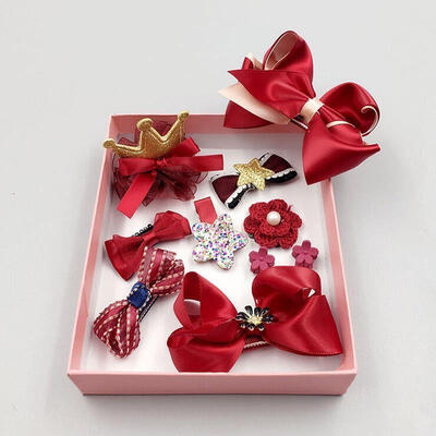 

10PCS Kids Baby Girls Lace Bow Hair Clips Flower Barrette HairPins Gift Box Set