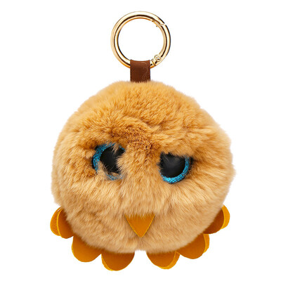 

Free Shipping Stuffed Owl Charms Minerva Bird Phone Case Straps Real Rabbit Fur Poms Balls Key Chains Pendant Plush DIY Necklaces