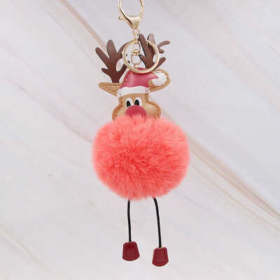 

Cute Christmas Gift Deer Keychain for Women Pom Pom Ball Keychains