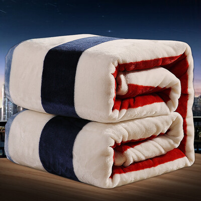 

Jiuzhou deer home textiles mink felting blanket thick coral wool blanket dusk air conditioning blanket towel was flannel blanket stripes -2x23m