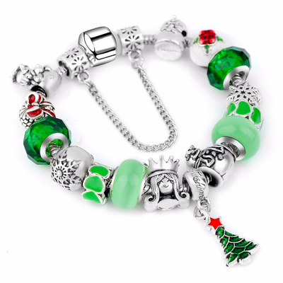 

Pandora Style 2018 Snowflake Charm Bracelet For Women DIY Crystal Beads fit Bracelets & Bangles Jewelry Christmas Gift