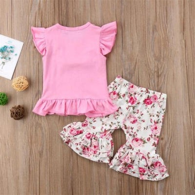 

Floral Toddler Kid Baby Girl Outfit Clothes T-shirt TopRuffle Pants Legging Set