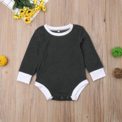 

Canis Newborn Infant Baby Boy Girl Long Sleeve Solid Romper Jumpsuit Clothes