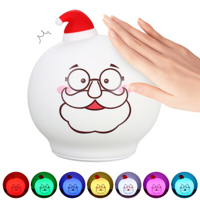 

USB Rechargeable LED Silicone Patting Control Christmas Santa Lamp Changeable RGB Colors Night Light for Baby Nursery Kids Room