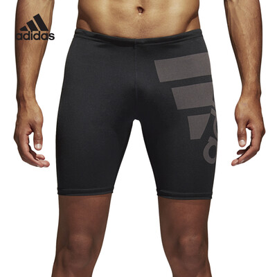 

Adidas mens knee-length long swimming trunks anti-chlorine veneer elastic five-point shorts printing quick-drying non-slip swimsuit BK1896 black A