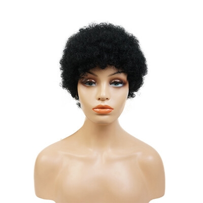 

StrongBeauty 100 Human Hair wigs for Black Women Men African American Kinky Curly black Short wig 1Black 1BLight Black 2Brown