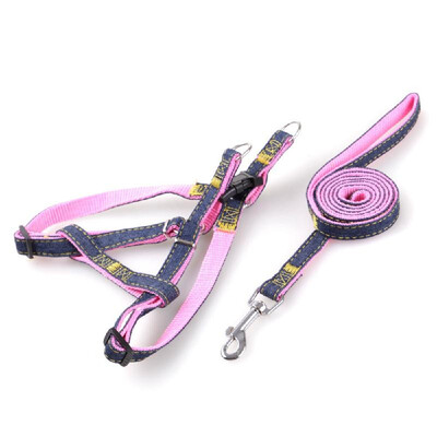 

Pet Dog 12m Leash & Adjustable Harness Set Heavy Duty Denim Pet Leash Belt Traction Rope for SmallMediumLarge Dogs