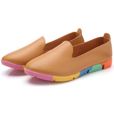

Korean version of the wild womens autumn shoes 2018 new tide flat sandals a pedal lazy shoes female leather casual white peas sho
