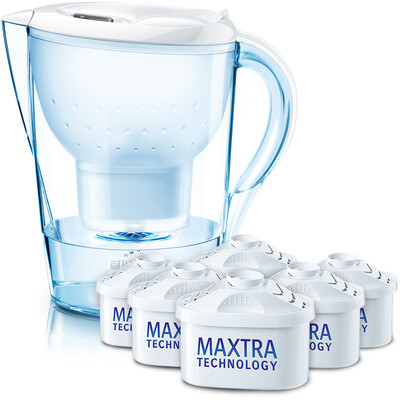

Би Zander (BRITA) Фильтр бытовой очиститель воды фильтр чайник чистый чайник Марелла Голден Series 3,5 L (синий) горшок шесть основных средств