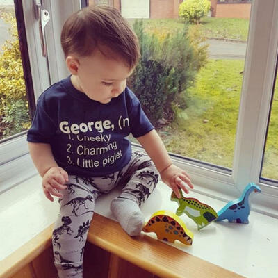 

US Newborn Baby Boy Dinosaur Print Summer Outfit T-shirt Tops Pants Clothes 0-3T