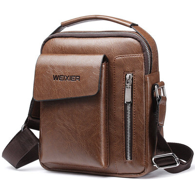

New Trendy Men Fashion Crossbody Bag Small Casual Hand Bag PU Leather Male Bag