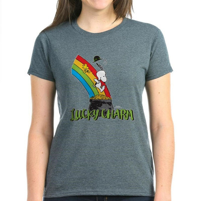 

CafePress - Snoopy - Lucky Charm - Womens Cotton T-Shirt