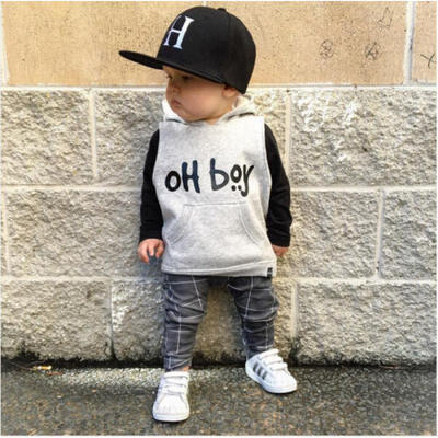 

Toddler Baby Boys Hooded Hoodie TopsLong Pants 2pcs Outfits Cotton Clothes Set