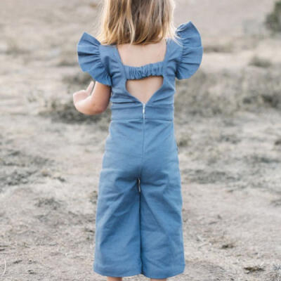 

Kid Baby Girl Denim Romper Jumpsuit Sunsuit Loose Jeans Clothes With Two Pockets