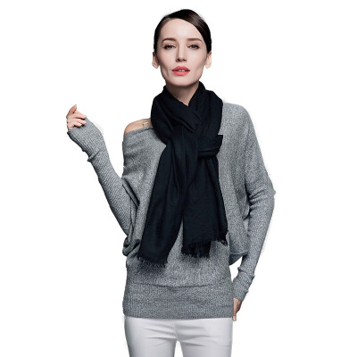 

Bao Shengxiang scarf female winter worsted water soluble wool shawl dual-use ladies autumn solid color long warm warm collar gift box w9201 black