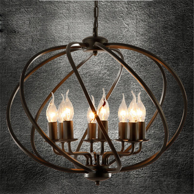 

Baycheer HL422118 Tweet Industrial Wrought Iron 8 Light Large Globe Shade LED Pendant Chandelier