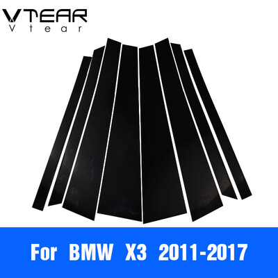 

Vtear For BMW 1 3 5 series For BMW X1 X3 X5 accessories car window BC pillar sticker trim black mirror reflection panel Exterior