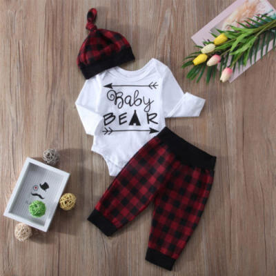 

Newborn Baby Girl Boy Tops Romper Long Pants Headband Outfits Clothes Set