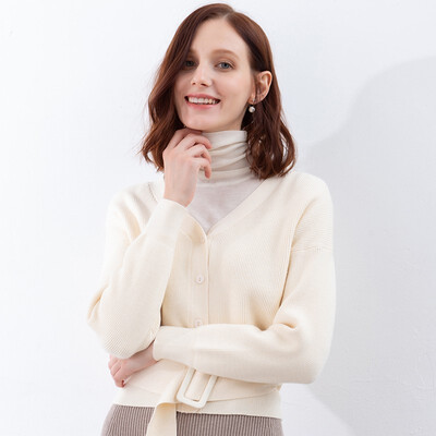 

Canvaus Spring Autumn Solid Casual Short Knitted Sweater Cardigan Women 2018 V-Neck Long Sleeve Single Breasted Coat CF8100D