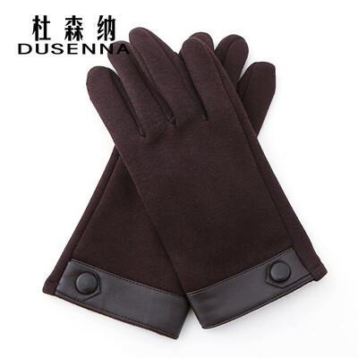 

DUSENNA gloves mens autumn&winter warm points finger touch screen wool gloves riding windproof cold wool gloves mens leather mouth not velvet gloves coffee color