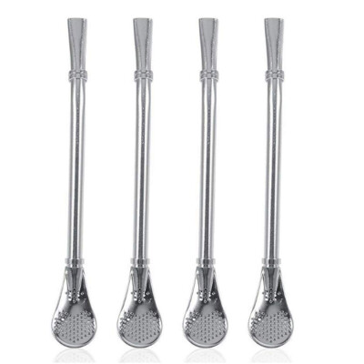 

UpperX 4 PCS Filtration Pipette of The Stainless Steel Filter Straw Drinking Spoon Silver