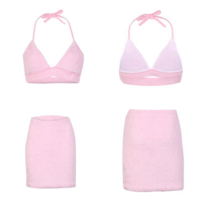 

UK 2pcs Women Backless Crop Top Bodycon Skirt Co ord Set Clubwear Summer Dress