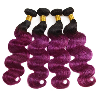 

Brazilian Hair Ombre Two Tone Body Wave 4 Bundles Human Hair Weave Extensions T1BPurple