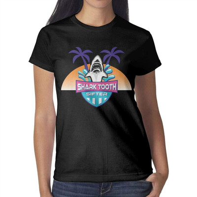 

Sharks Teeth Shark Party Womens Black t Shirts Novelty Womens Cotton tee Shirt