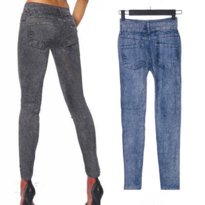 

Womens Leggings Skinny High Waist Jeans Trousers Denim Stretchy Pencil Pants CA