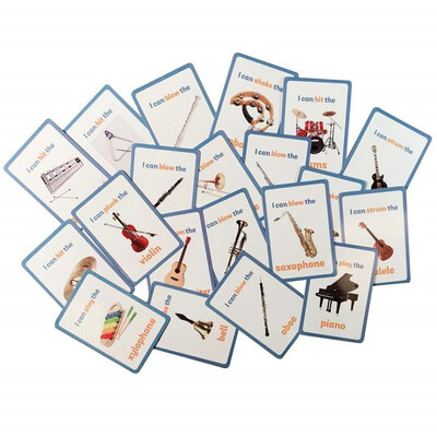 

20 pc - Instruments Flash Cards-English word learning card&pocket size flash card for Preschool children-English Vocabulary Cards