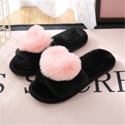 

Plush sweat-heart TPR soles cotton open-toed slippers